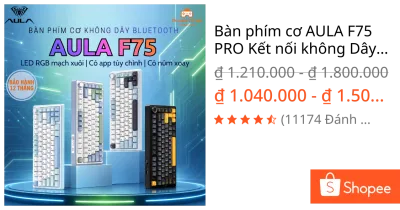 Bàn phím cơ AULA F75 PRO Kết nối không Dây Bluetooth Led RGB Dùng Cho PC,Laptop Chơi Game Văn phòng