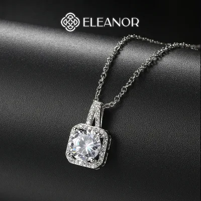 Dây chuyền nữ titan Eleanor Accessories hình vuông đính đá phụ kiện trang sức 6990