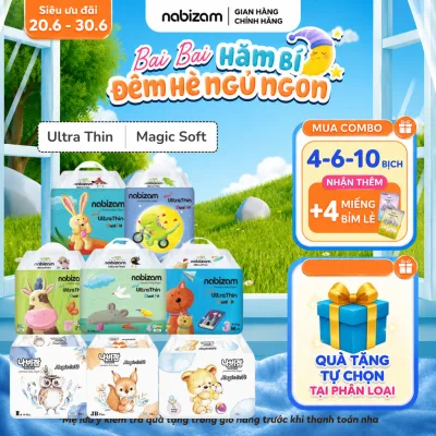 Tã/Bỉm Nabizam Ultra Thin, Magic Soft Nội Địa Hàn Siêu Mềm Mỏng, Thoáng Khi, Cho Bé Từ 3-25kg
