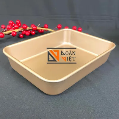 M1 Khuôn CHỮ NHẬT, KHAY làm BÁNH BÔNG LAN, GATO, RAU CÂU 3D, KHAY NƯỚNG BÁNH CÁCH THUỶ I THÉP CARBON CAO CẤP chống dính, màu VÀNG sang trọng I nhiều size. Đồ gia dụng Nhà Bếp Dụng cụ pha chế Nguyên liệu Thực Phẩm