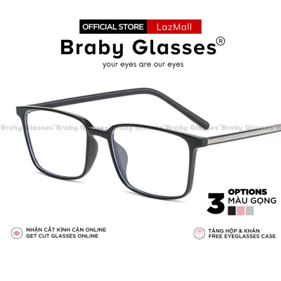 Gọng kính cận vuông basic trong suốt Braby Glasses phụ kiện thời trang nam nữ chất liệu nhựa Acetate cao cấp MK36