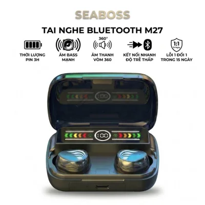 Tai nghe Bluetooth không dây Pin 3H, bass mạnh, kết nối nhanh, âm thanh vòm 360, mic chống ồn