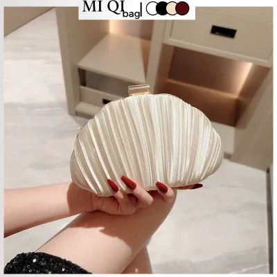 Túi xách nữ dự tiệc,Clutch cầm tay hình vỏ sò cao cấp kèm dây đeo sang trọng phù hợp đi tiệc dạo phố MIQIBAG TX-154
