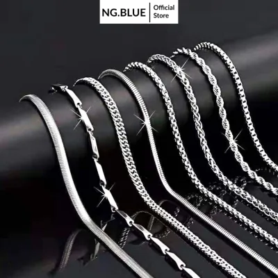 Dây chuyền vòng cổ nam nữ bạc đẹp titan không gỉ kiểu mắt xích trơn chuỗi xoắn đơn giản phụ kiện trang sức dài 50cm 55cm