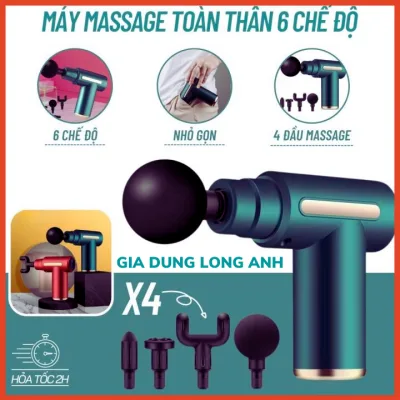 Máy Massage Cầm Tay - Súng Massage Vai Gáy Trị Liệu Toàn Thân 4 Đầu 6 Chế Độ Đấm Bóp Toàn Thân Trị Liệu Cổ Vai Gáy.