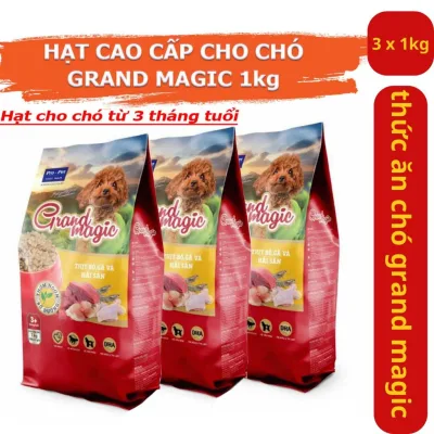 Combo 3 Gói Thức Ăn Chó Grand Magic ( 3 GÓI X 1KG) - Thức Ăn hạt Cho Chó - Đồ Ăn Cho Chó