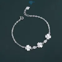 Lắc tay bạc nữ cỏ 4 lá may mắn, vòng tay nữ đính đá cá tính thời trang LTN0092 - Trang Sức TNJ