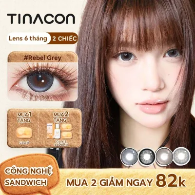 Kính áp tròng TINACON 1 cặp lens cận xám Mắt tự nhiên 14.2-14.5mm contact lens mắt to Sử dụng trong 6 tháng có độ (0-8)