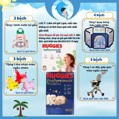 Bỉm dán/quần Huggies Nature Made đủ size cho bé NB60/S82/M64/L54/XL44/M58/L44/XL38/2XL24 MECAHEO