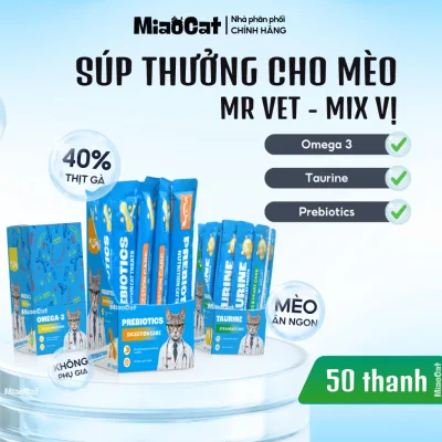 Hộp súp thưởng MrVet 15g cho mèo - Bổ sung Omega 3, Taurine, Hỗ trợ tiêu hóa & Mượt lông