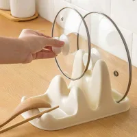 Khay Để Nắp Vung Xoong Nồi 3 Ngăn Giá Kệ Gác Thìa Đũa Nấu Ăn Chống Trượt Thông Minh Nhựa Cao Cấp