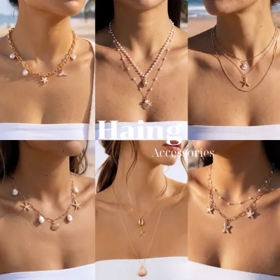 Dây Chuyền Nữ Layer Vỏ Sò Sao Biển - Trang Sức Đi Biển Haing DC09