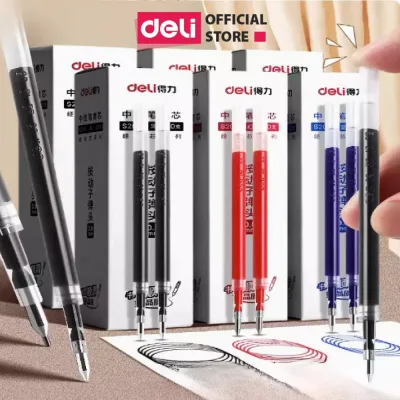 Combo 10 20 ruột bút gel Deli 0.5mm đa năng dùng cho bút bi nước A575 A057B S101 lâu hết mực không gai