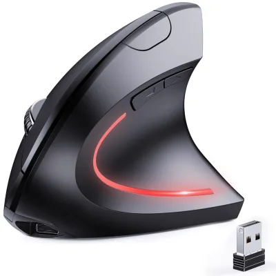 Chuột không dây dọc tiện dụng, Chuột quang 2.4GHz có thể sạc lại 800 / 1200 / 1600 DPI 6 nút cho máy tính xách tay, máy tính, máy tính để bàn, máy tính xách tay
