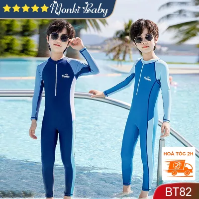 Bộ bơi liền quần dài Bé trai, áo dài tay chống nắng và tia UV, thun bơi lạnh co giãn 4 chiều, mềm mại thoáng mát, size từ 10-55kg | BT82