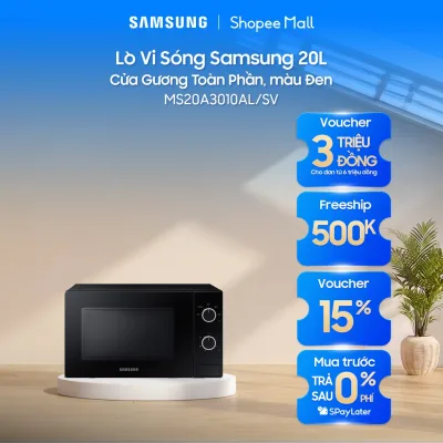Lò Vi Sóng Samsung 20L MS20A3010AL/SV - Cửa Gương Toàn Phần, màu Đen