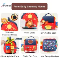 Trang trại giác quan YOWEI Montessori có chuồng bất ngờ - Bộ động vật sang trọng & hoạt động xúc giác cho trẻ sơ sinh từ 6M trở lên cho trẻ mới biết đi 3 tuổi VN