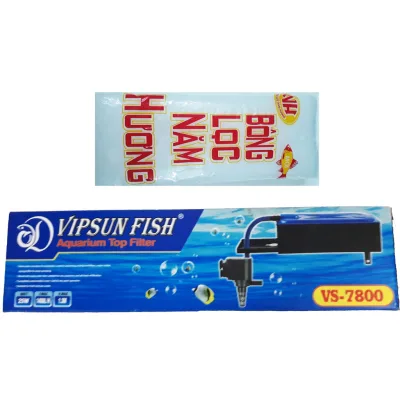 Vs-7800 Aquarium Water Filter Pump with Filter Cotton, Vipsun Aquarium Water Filter Pump Set Helps Filter Clean Water, Aquarium Accessories