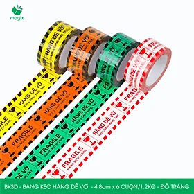 Cuộn băng keo HÀNG DỄ VỠ 4.8 cm - Băng dính niêm phong đóng hàng - Nhiều màu