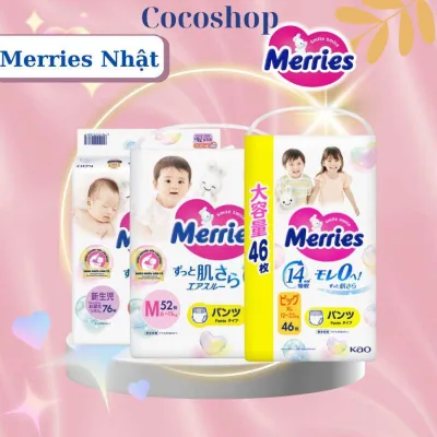 Japanese Merries Diapers, Sizes Nb90/ S84/ M64/ L54/ Xl38/ Xxl26 / M76/ L64/ Xl50/ Xxl32