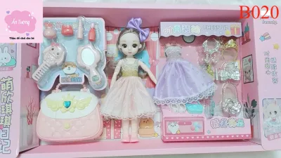 Đồ chơi bé gái - Đồ chơi búp bê- Hộp búp bê Barbie, búp bê BJD khớp xoay kèm phụ kiện quần bánh kẹo, bóng bay, xe máy