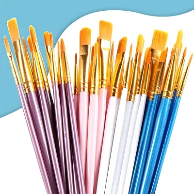 Bộ 10 Cọ Vẽ Màu Nghệ Thuật Tay Cầm Gỗ – Dụng Cụ Vẽ Acrylic, Sơn Dầu, Màu Nước Cho Học Sinh, Sinh Viên, Họa Sĩ