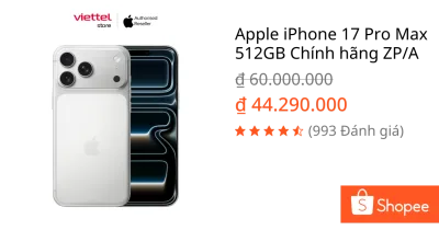 Apple iPhone 17 Pro Max 512GB Chính hãng ZP/A
