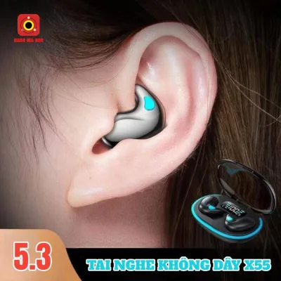 Tai Nghe Bluetooth 5.3 X55 Mẫu Mới Mỏng Nhẹ Nhét Tai Siêu Nhỏ Gọn Tích Hợp Micro Chống Ồn, Pin Lâu