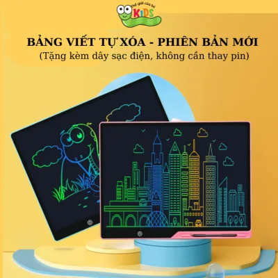 PHIÊN BẢN MỚI Bảng Viết Tự Xóa Màn Hình LCD Thông Minh Kích Thước Lớn Sạc Điện,Cho Bé Tập Viết, Tập Vẽ