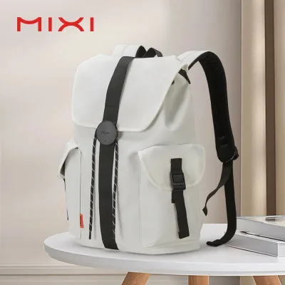 Mixi 16 'Ba lô máy tính xách tay phụ nữ nam giới chống thấm nước nhẹ thuần túi du lịch cuối tuần trường đại học sinh viên Ba lô 17 inch trắng