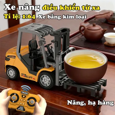 Xe Nâng Điều Khiển Từ Xa mini tỉ lệ 1:64 Cho Bé – Đồ Chơi Mô Hình Kỹ Thuật Cho bé có Đèn Led, Âm Thanh, Pin Sạc