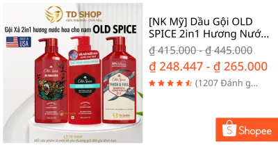 [NK Mỹ] Dầu Gội OLD SPICE 2in1 Hương Nước Hoa Cho Nam 650 ML Thick & Full | Bearglove | Pure Sport - TD Shop