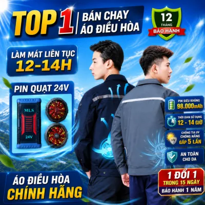 Áo điều hòa Nhật Bản MLS M1 pin trâu 94000 mAh sử dụng liên tục 12-14h, pin quạt áo điều hòa BH 12T