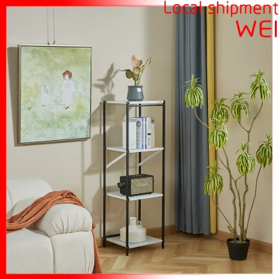 Nordic high-end iron shelf imported bedroom decoration storage, multifunctional 3/4-layer high-end electrostatic paint rack living room shelf office display rack