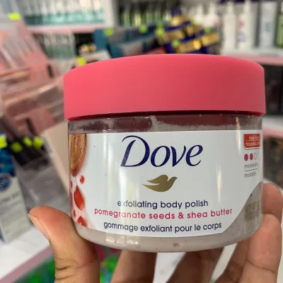 Tẩy Da Chết Toàn Thân DOVE Exfoliating Body Polish, Kem Dove chăm sóc da chiết xuất Macca, bơ mỡ & hạt lựu