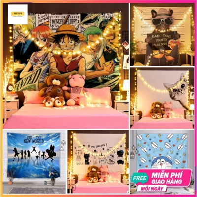Tấm Thảm Treo Tường (Hoạt Tiết Hoạt Hình) 1m5x1m3 Trang Trí Decor Nội Thất