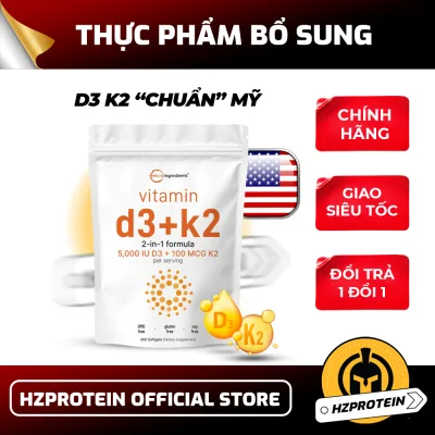 Micro Ingredients Vitamin D3+K2 MK7 - Capsules for bone health support and improved heart health.