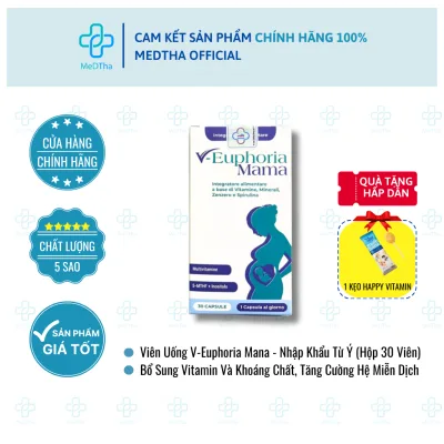 Vitamin Tổng Hợp V-Euphoria Mama - Bổ Sung Các Vitamin Và Khoáng Chất, Lợi Sữa, Bổ Bầu - Hộp 30 Viên
