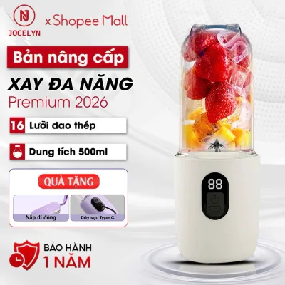 Máy xay Sinh Tố Cầm Tay Chính Hãng JOCELYN 500ML Không Dây Đa Năng Lưỡi Dao 16 cánh Tiện Lợi Mang Theo
