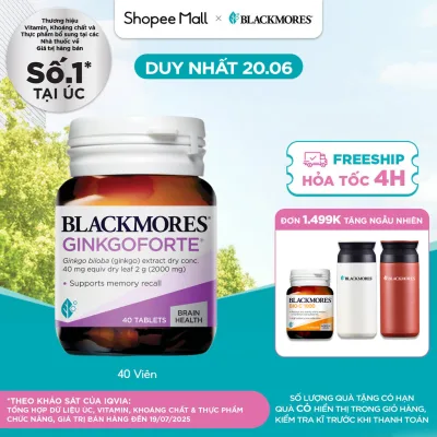 Viên Uống Hỗ Trợ Tuần Hoàn Máu Não Blackmores Ginkgoforte Lọ 40 Viên