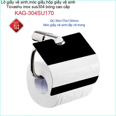 Kệ giấy nhà tắm Tovashu KAG-304SU170, hộp đựng giấy nhà vệ sinh Inox SUS304 Nhật cao cấp