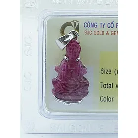 Mặt dây chuyền Phật Bà Quan Thế Âm Ruby tự nhiên kiểm định