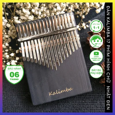 Đàn kalimba 17 phím màu đen hình chữ nhật gỗ nguyên khối khắc chữ kalimba QUYNHLEMO, đồ chơi âm nhạc cho bé chơi.