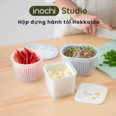 inochi Hộp đựng hành tỏi Hokkaido chống ẩm móc bảo quản thực phẩm luôn khô thoáng (MÀU NGẪU NHIÊN)