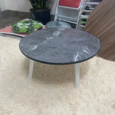 bàn tròn gấp gọn decor phi 60 cm mặt gỗ chống thấm nước chân bàn bằng nhựa pp loại 1