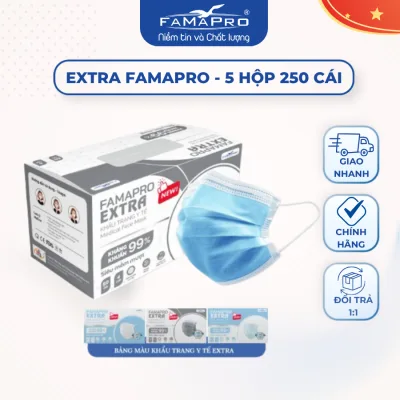 Khẩu trang y tế 4 lớp kháng khuẩn Extra Famapro Nam Anh 50 cái/hộp