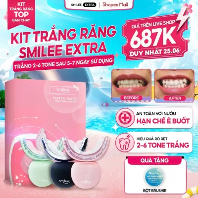 Trắng răng Smilee Extra, bộ kit làm trắng răng từ 2-6 tone tại nhà set quà tặng cho nữ LIS