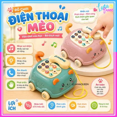 Đồ Chơi Điện Thoại Ô Tô Phát Nhạc Hình Con Mèo Cho Bé Yêu Siêu Đẹp - Đồ Chơi Cho Bé Lana Queen