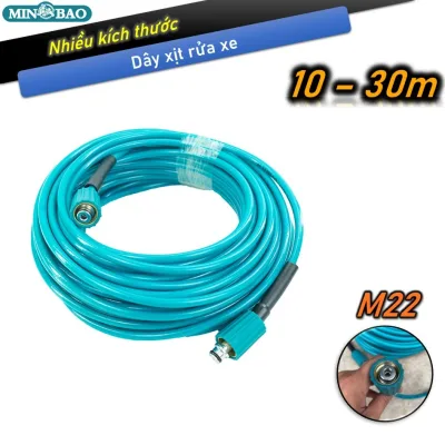 10-30m Dây xịt rửa xe cao áp Minbao sợi Carbon, nhựa PU dẻo dai, chống rối, chống va đập B-10M B-15M B-20M B30M | Dây rửa xe răng 22mm sử dụng thay thế cho máy rửa xe mini, phụ kiện máy rửa xe