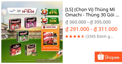 [LS] (Chọn Vị) Thùng Mì Omachi - Thùng 30 Gói x 80g (Bao bì có thể thay đổi theo đợt nhập hàng)